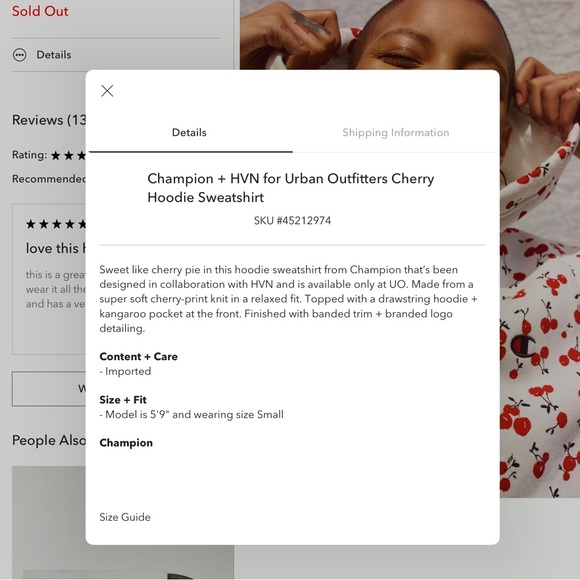 Champion + HVN for Urban Outfitters Cheery Hoodie Sweatshirt, S - Picture 16 of 16